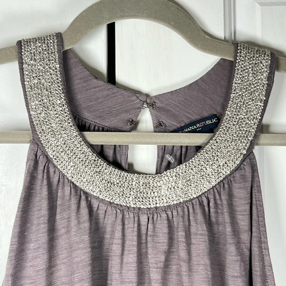 NWOT Banana Republic A-Line Belted Dress Sequin Embellishment Neckline Sz Large - Picture 4 of 9